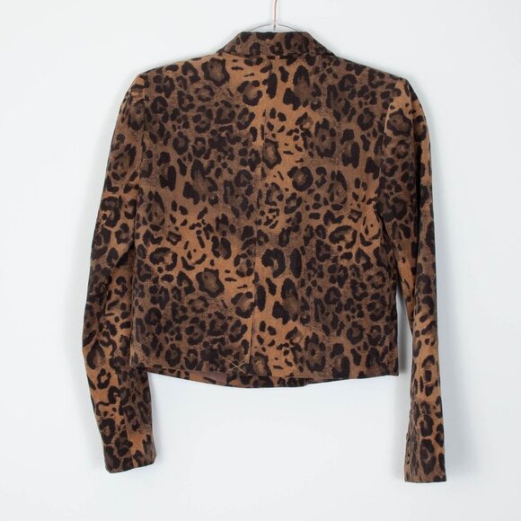 Lovers + Friends Atlanta Leopard Cropped Blazer Jacket Womens Size XS - Picture 8 of 9